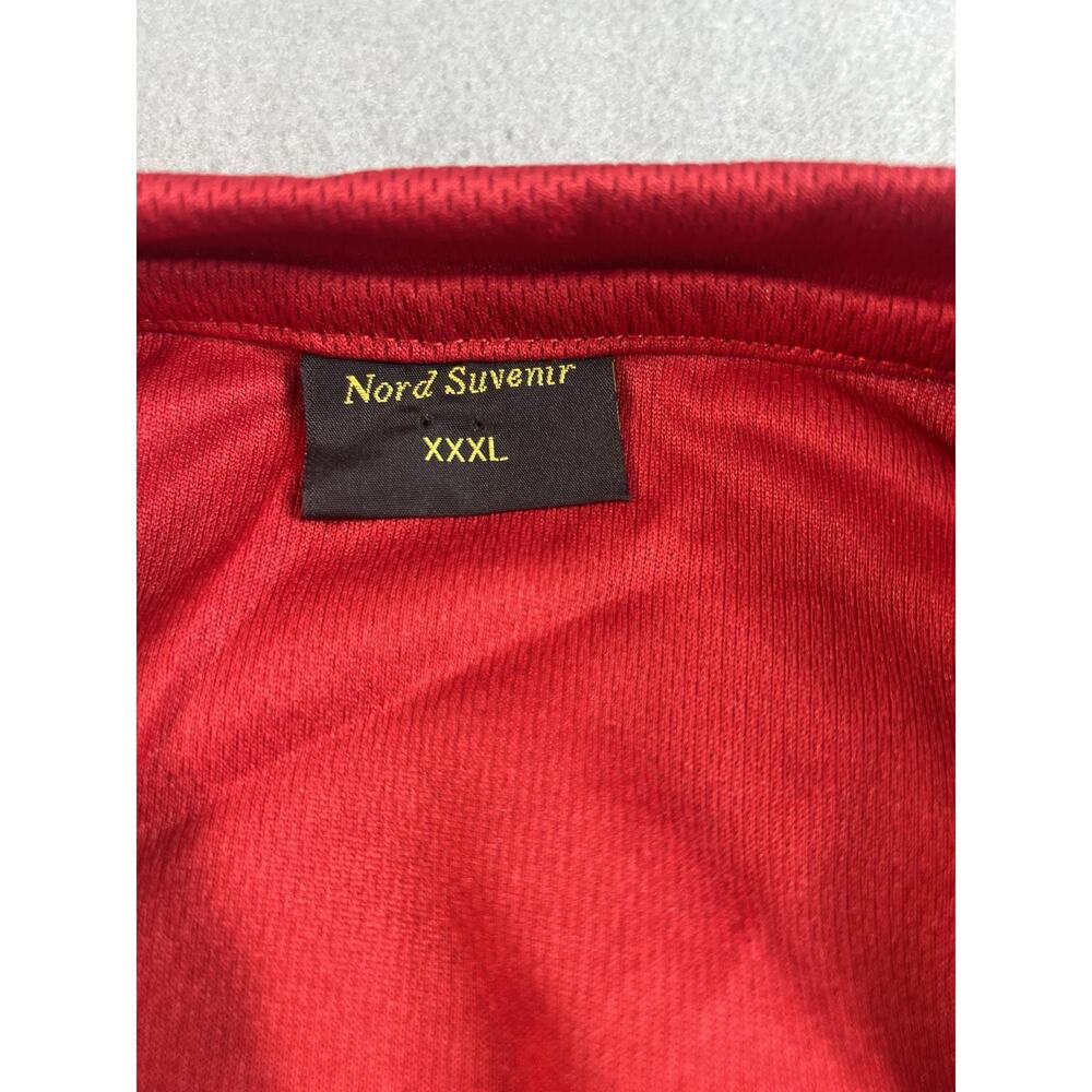 Vintage Nord Suvenir Norway Flag Soccer Jersey Men's 3XL Red V-Neck Style